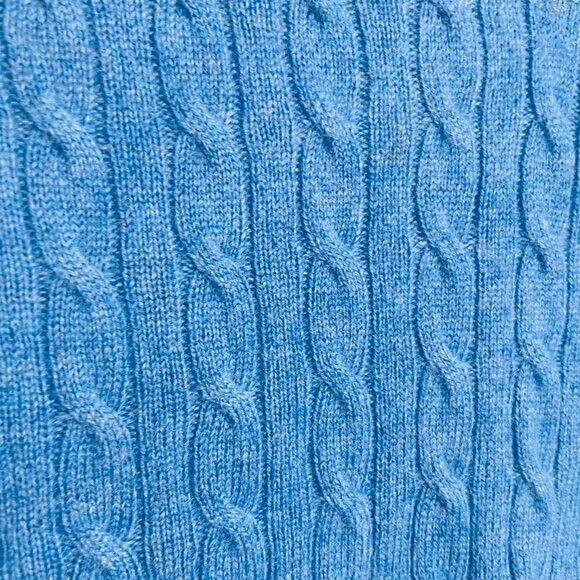 Tweeds Vintage 100% Cashmere Blue Cable Knit Sweater - Picture 2 of 13